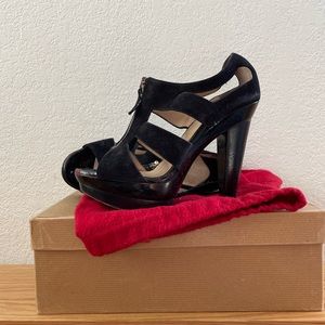 Christian Louboutin Zipette Suede Patent  Platform